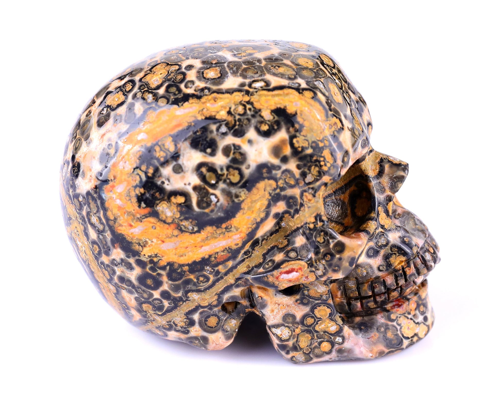 Nicedony 2.9" Leopard Skin Jasper Hand Carved Realistic Skull - View 3