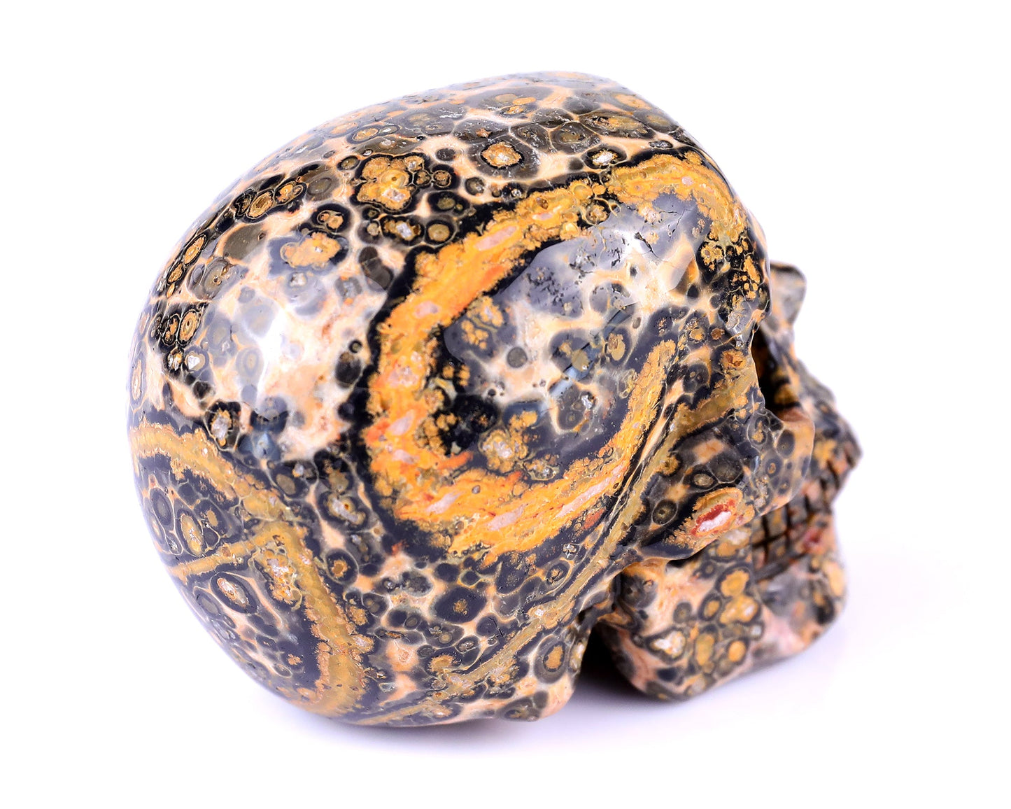Nicedony 2.9" Leopard Skin Jasper Hand Carved Realistic Skull - View 4