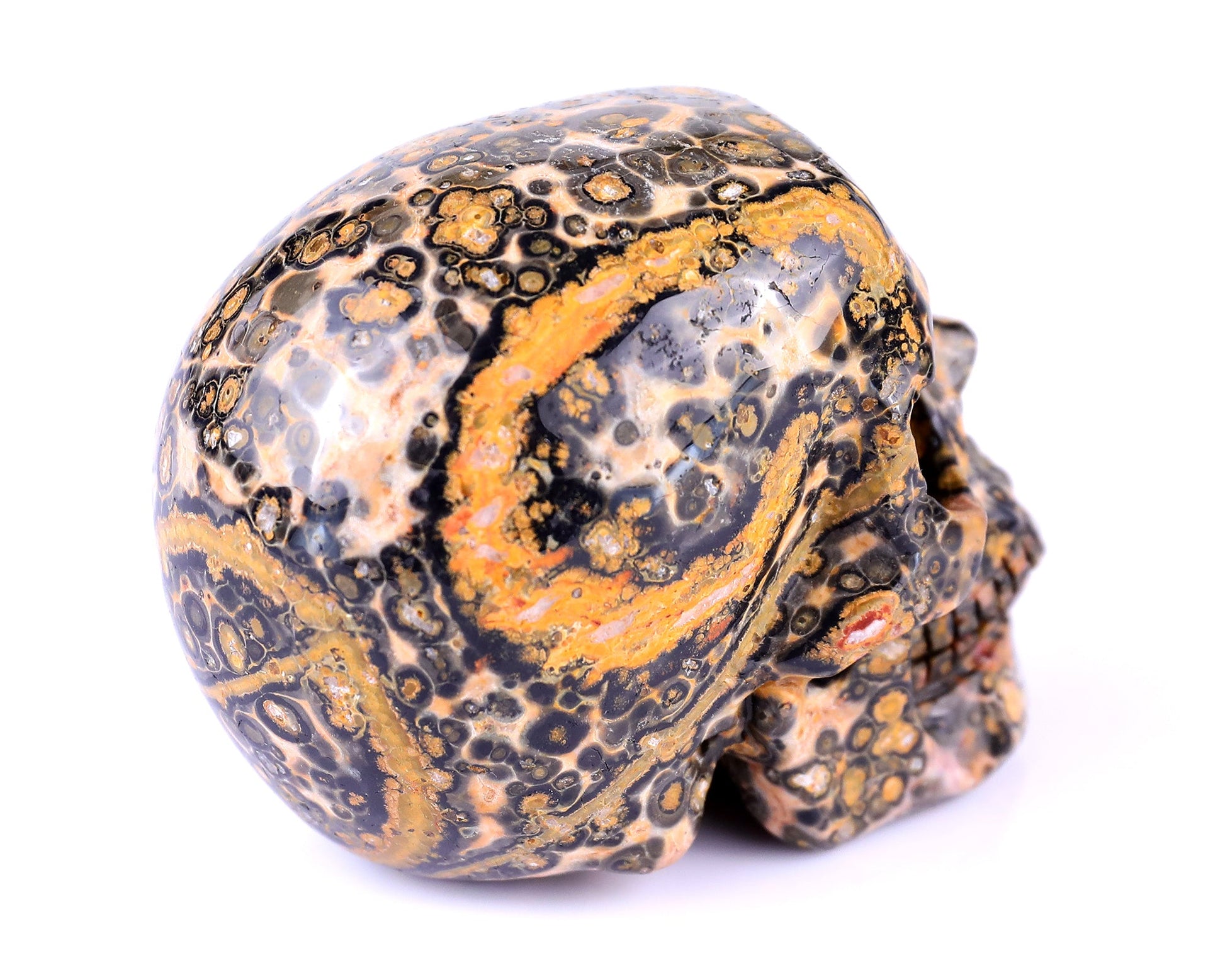 Nicedony 2.9" Leopard Skin Jasper Hand Carved Realistic Skull - View 4