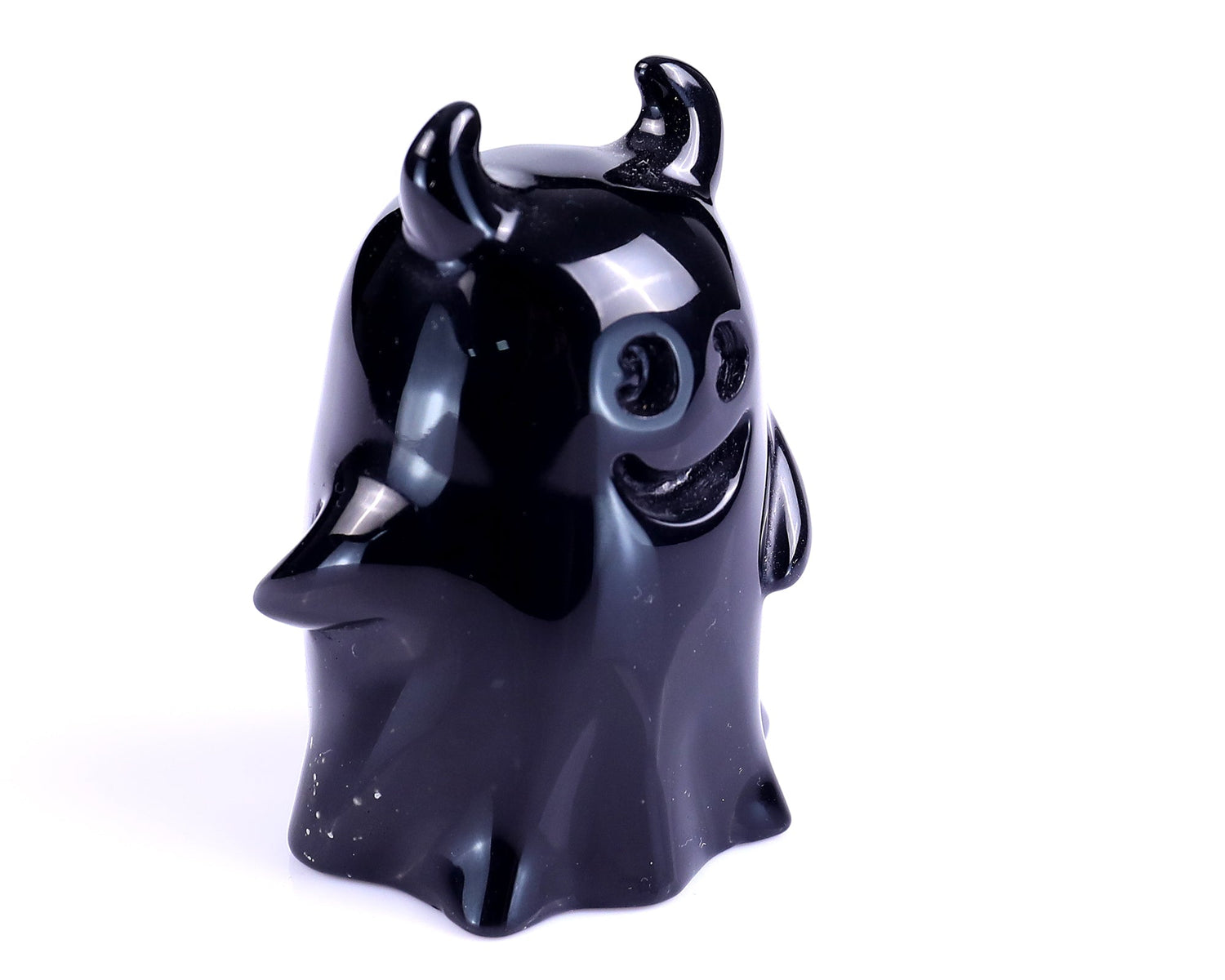 Nicedony 2.9” Natural Black Obsidian Hand Carved Crystal Ghost Sculpture, Halloween Gift (SKU: 5100150) - Photo 2
