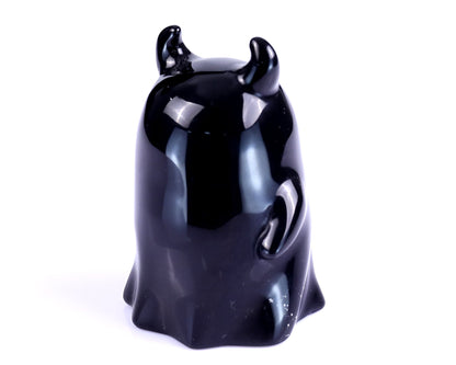 Nicedony 2.9” Natural Black Obsidian Hand Carved Crystal Ghost Sculpture, Halloween Gift - View 4