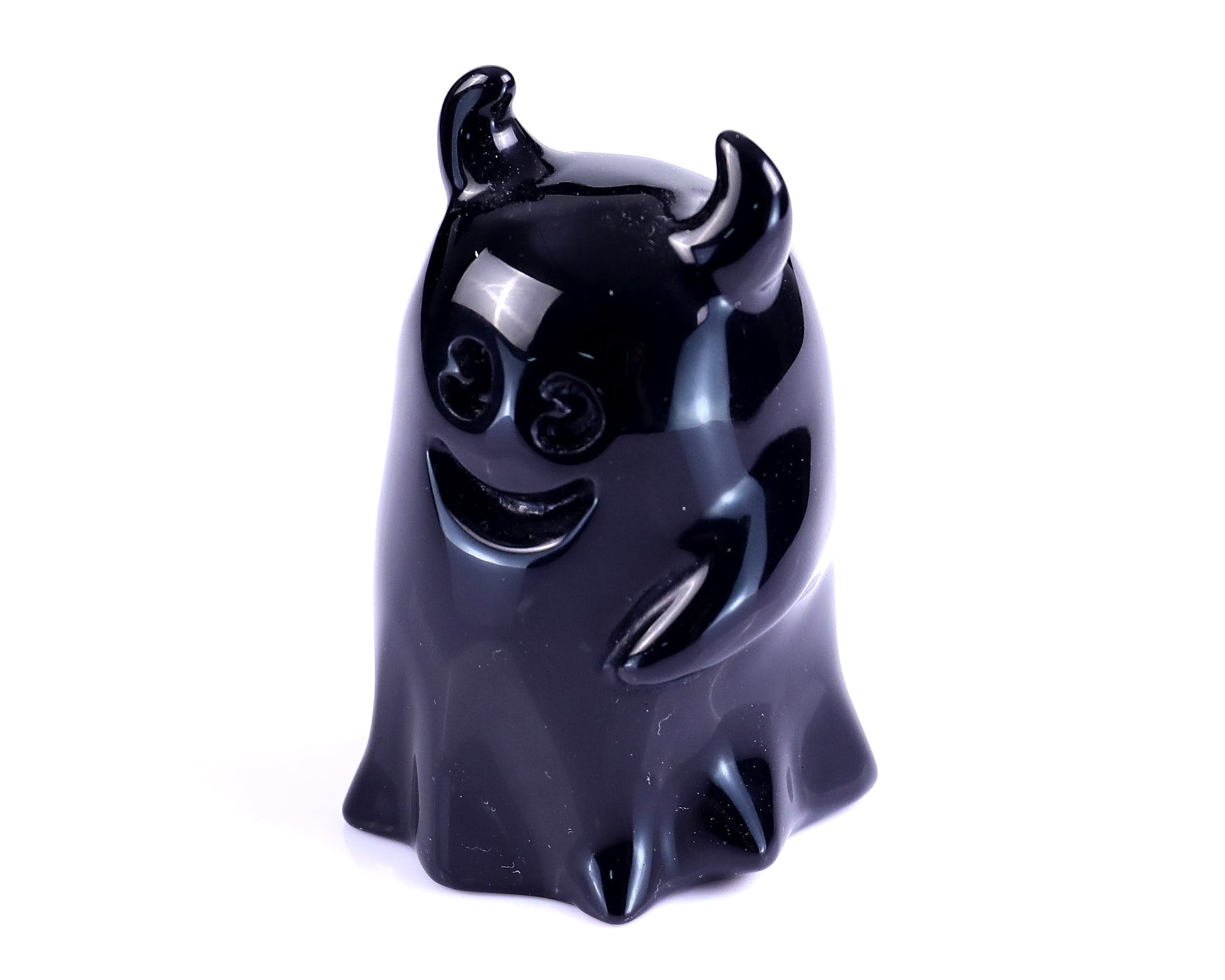 Nicedony 2.9” Natural Black Obsidian Hand Carved Crystal Ghost Sculpture, Halloween Gift - View 9