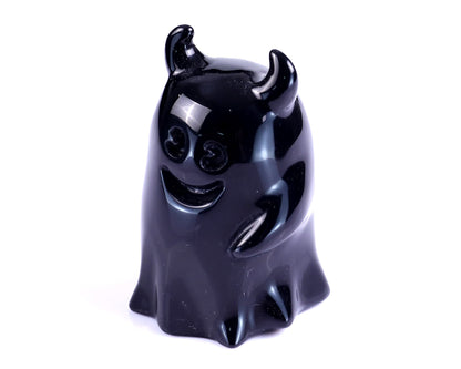 Nicedony 2.9” Natural Black Obsidian Hand Carved Crystal Ghost Sculpture, Halloween Gift - View 9
