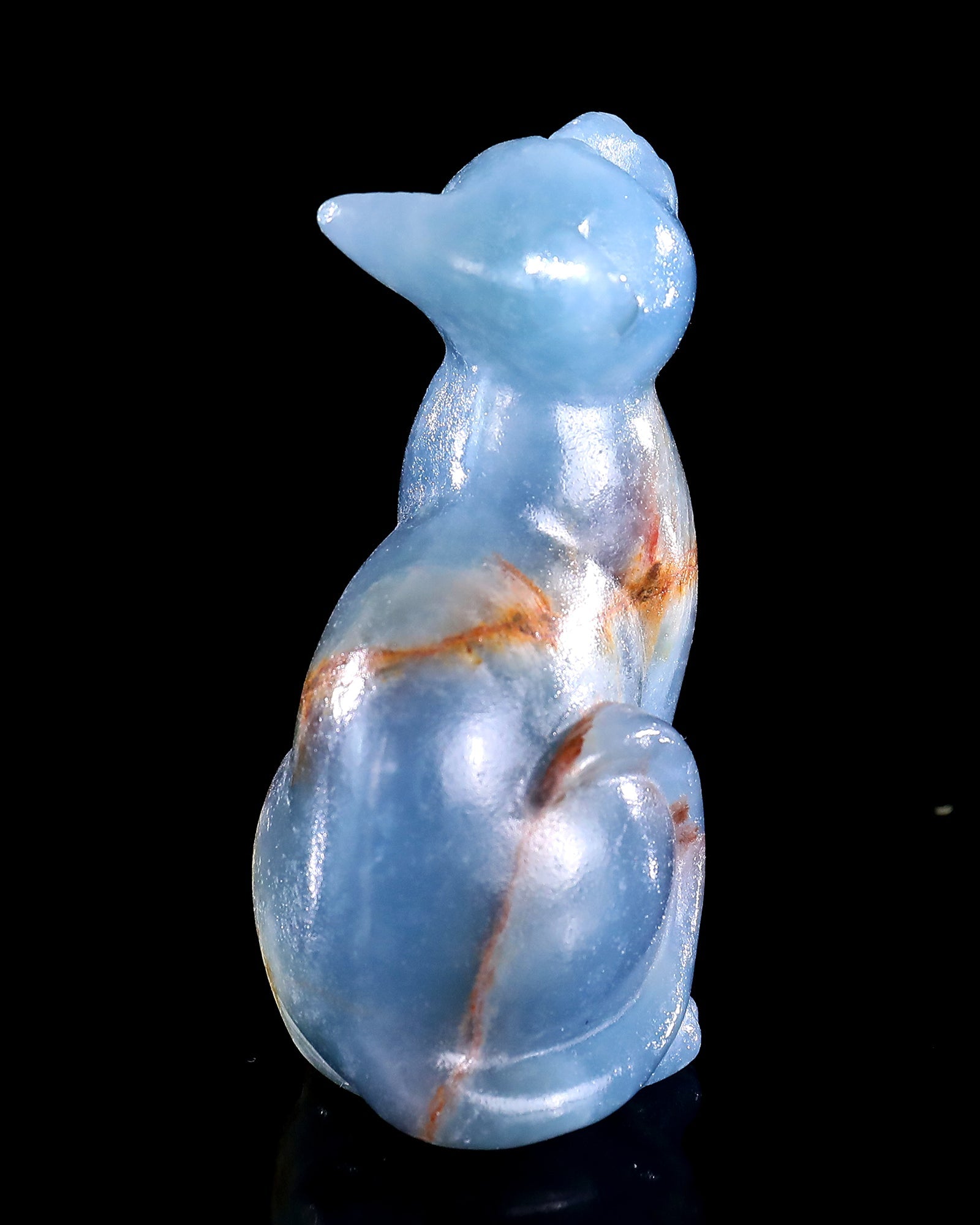 Nicedony 2.9" Natural Blue Onyx Hand Carved Crystal Cat Sculpture - View 16