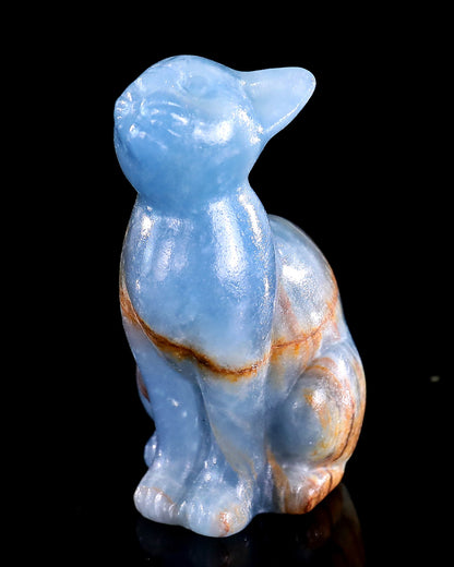 Nicedony 2.9" Natural Blue Onyx Hand Carved Crystal Cat Sculpture - View 18
