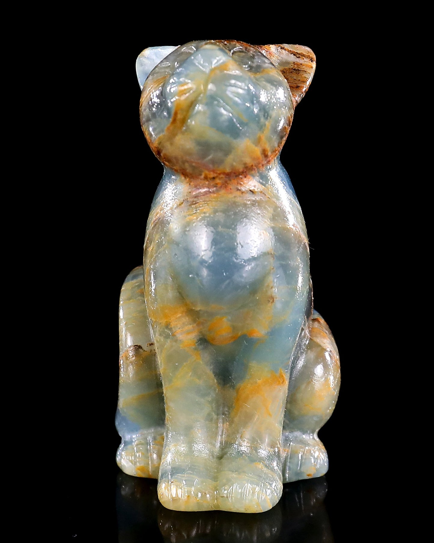 Nicedony 2.9" Natural Blue Onyx Hand Carved Crystal Cat Sculpture - View 21
