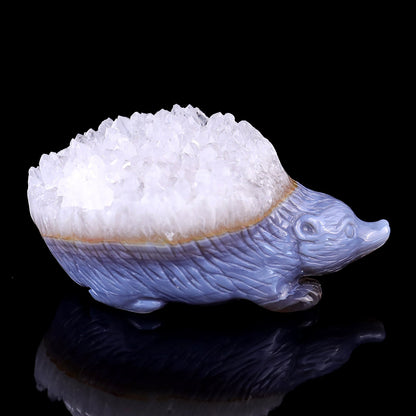 Nicedony 2.9" Quartz Rock Druse Hand Carved Hedgehog Sculpture - View 3
