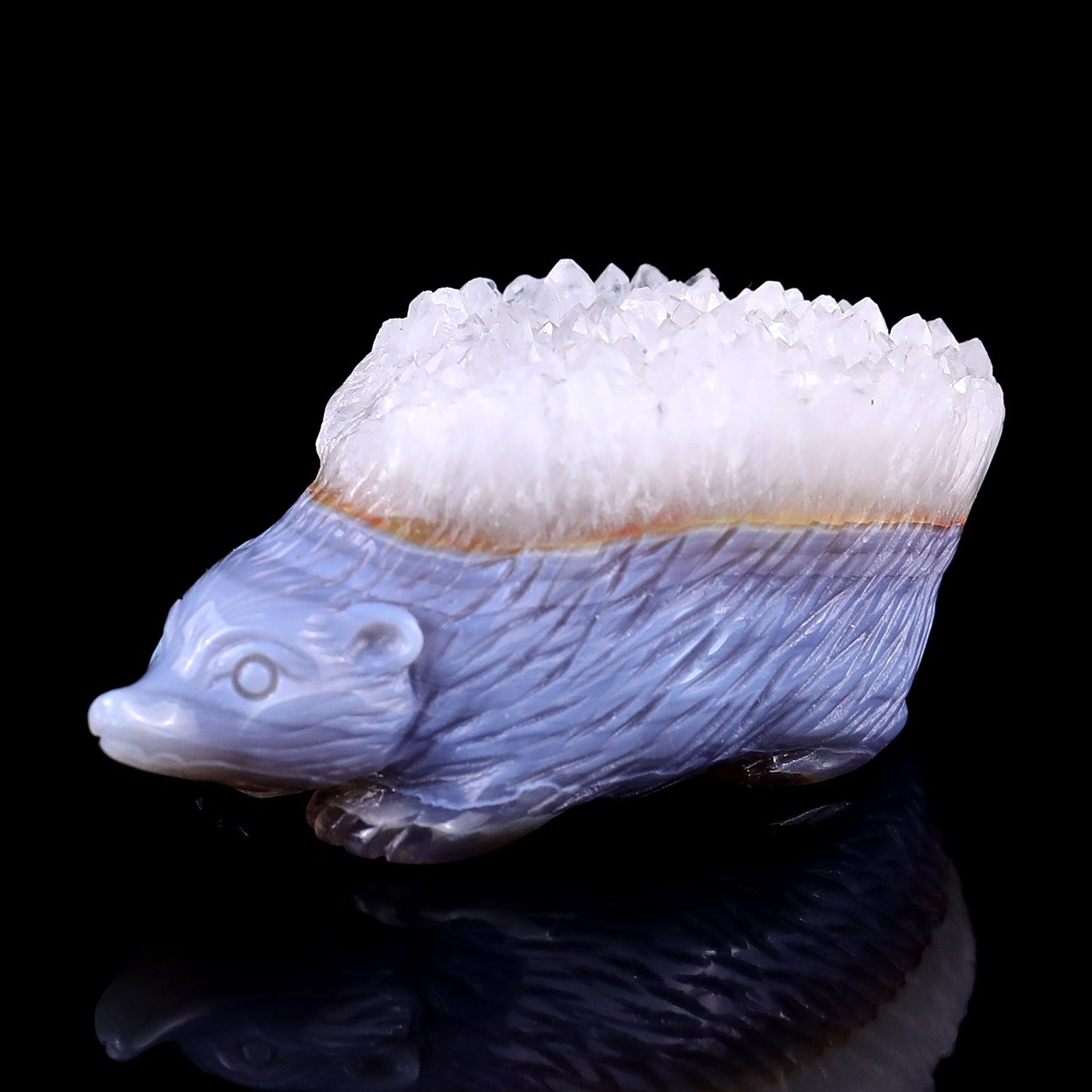 Nicedony 2.9" Quartz Rock Druse Hand Carved Hedgehog Sculpture - View 7
