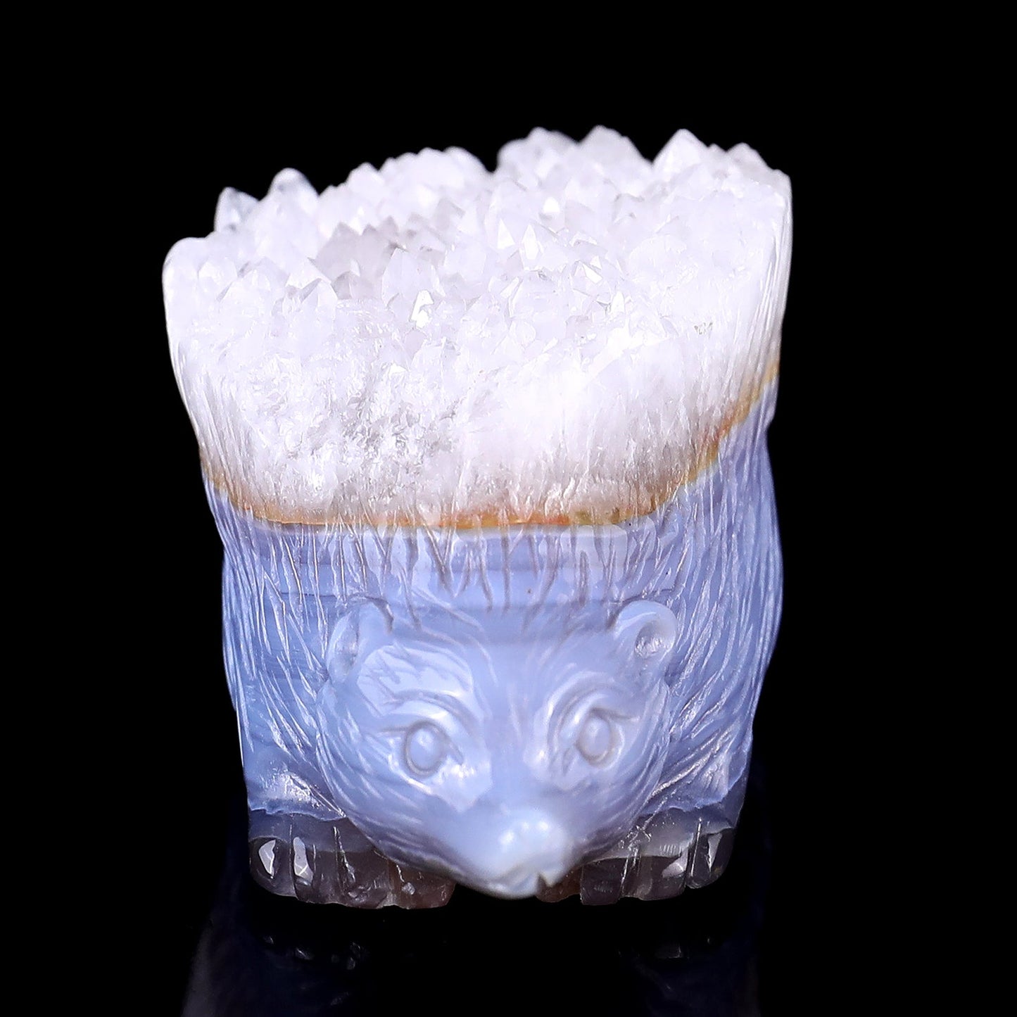Nicedony 2.9" Quartz Rock Druse Hand Carved Hedgehog Sculpture - View 2