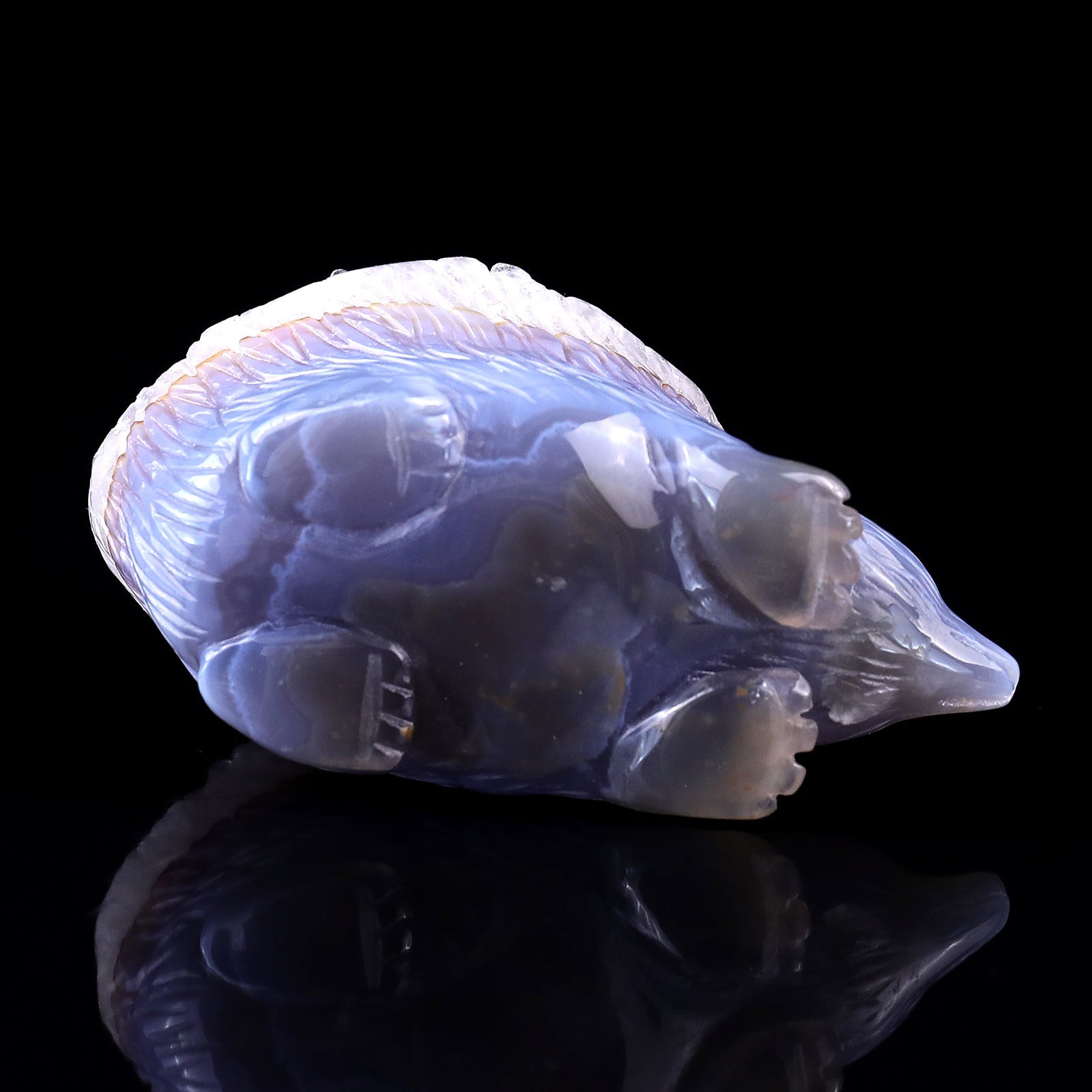 Nicedony 2.9" Quartz Rock Druse Hand Carved Hedgehog Sculpture - View 6