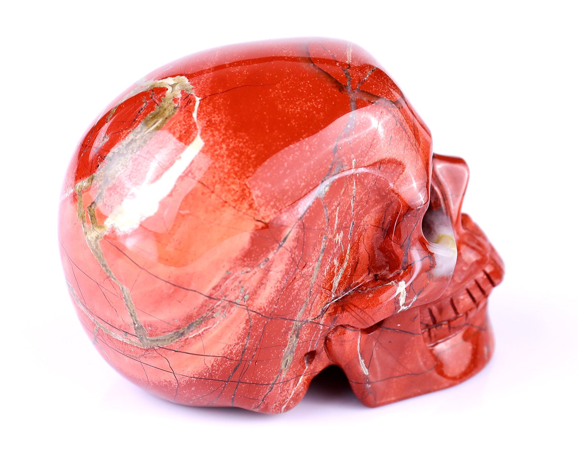 Nicedony 2.9" Red Jasper Hand Carved Realistic Skull Sculpture - View 4