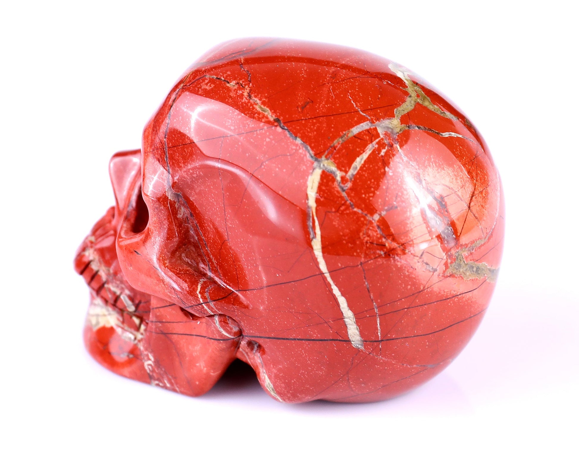 Nicedony 2.9" Red Jasper Hand Carved Realistic Skull Sculpture - View 6