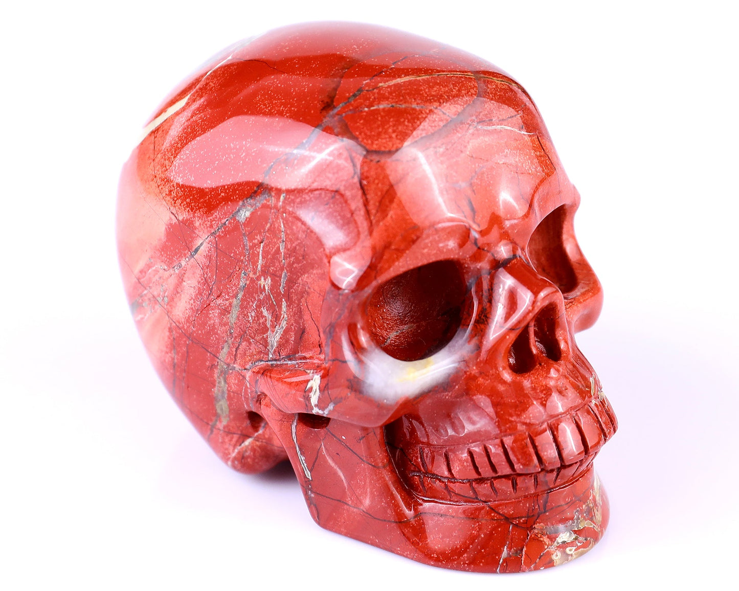 Nicedony 2.9" Red Jasper Hand Carved Realistic Skull Sculpture