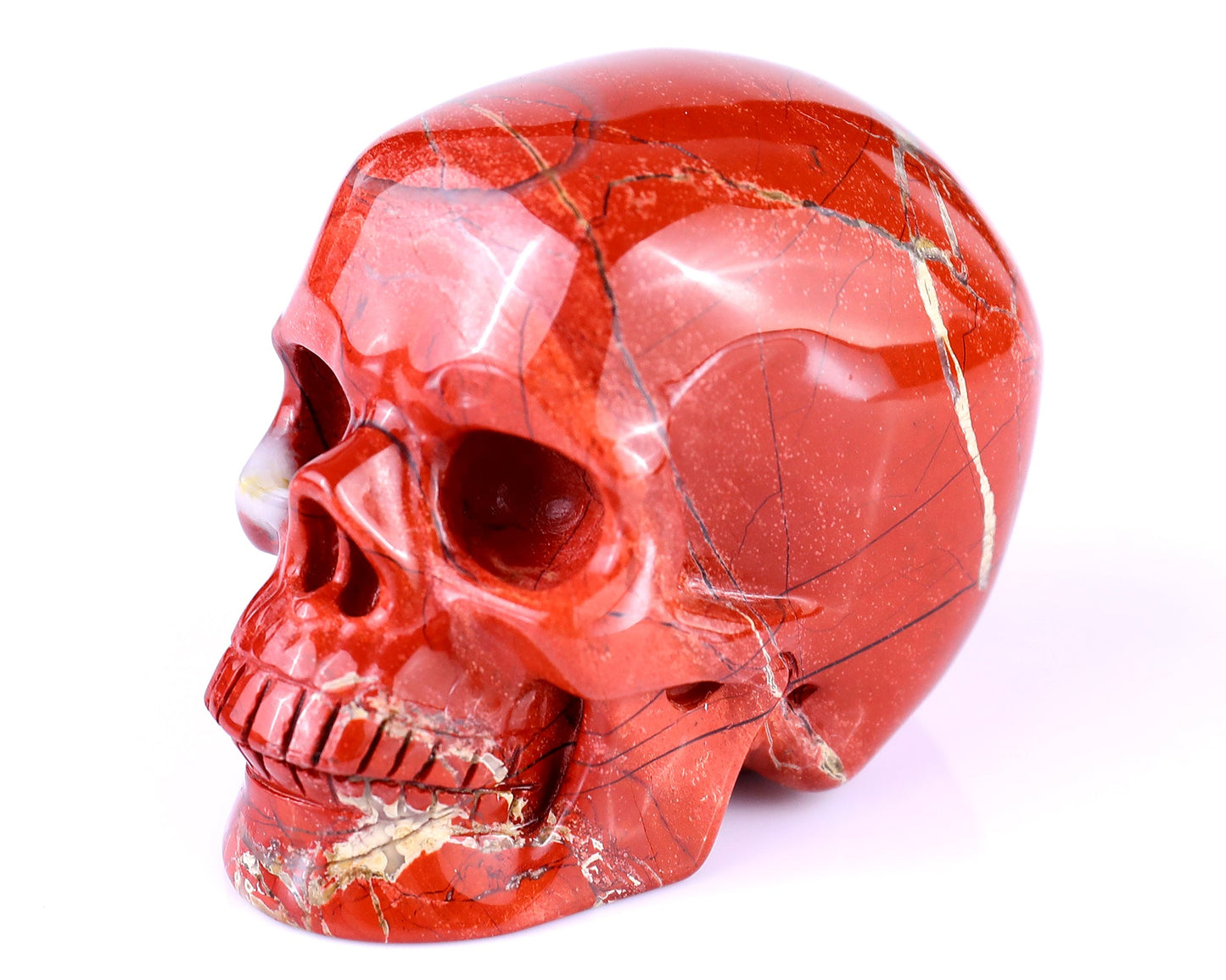 Nicedony 2.9" Red Jasper Hand Carved Realistic Skull Sculpture - View 10