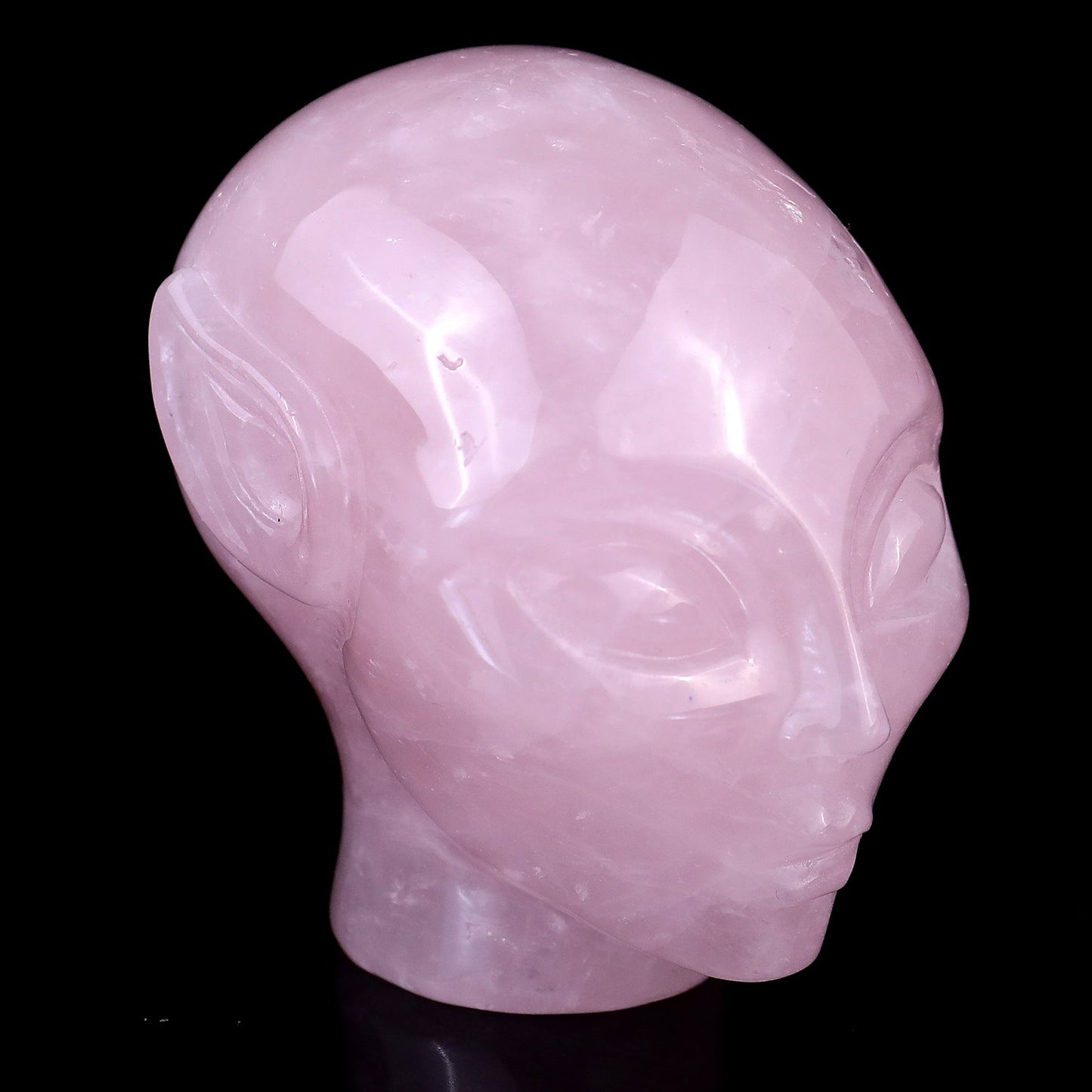 Nicedony 2.9" Rose Quartz Hand Carved Crystal Elf Alien Sculpture