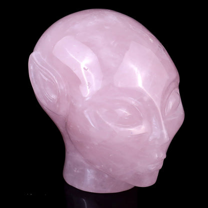 Nicedony 2.9" Rose Quartz Hand Carved Crystal Elf Alien Sculpture