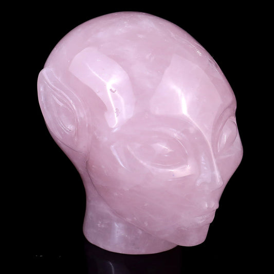 Nicedony 2.9" Rose Quartz Hand Carved Crystal Elf Alien Sculpture