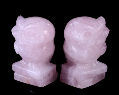 Nicedony 2.9" Rose Quartz Hand Carved Crystal Owl Sculpture - View 7