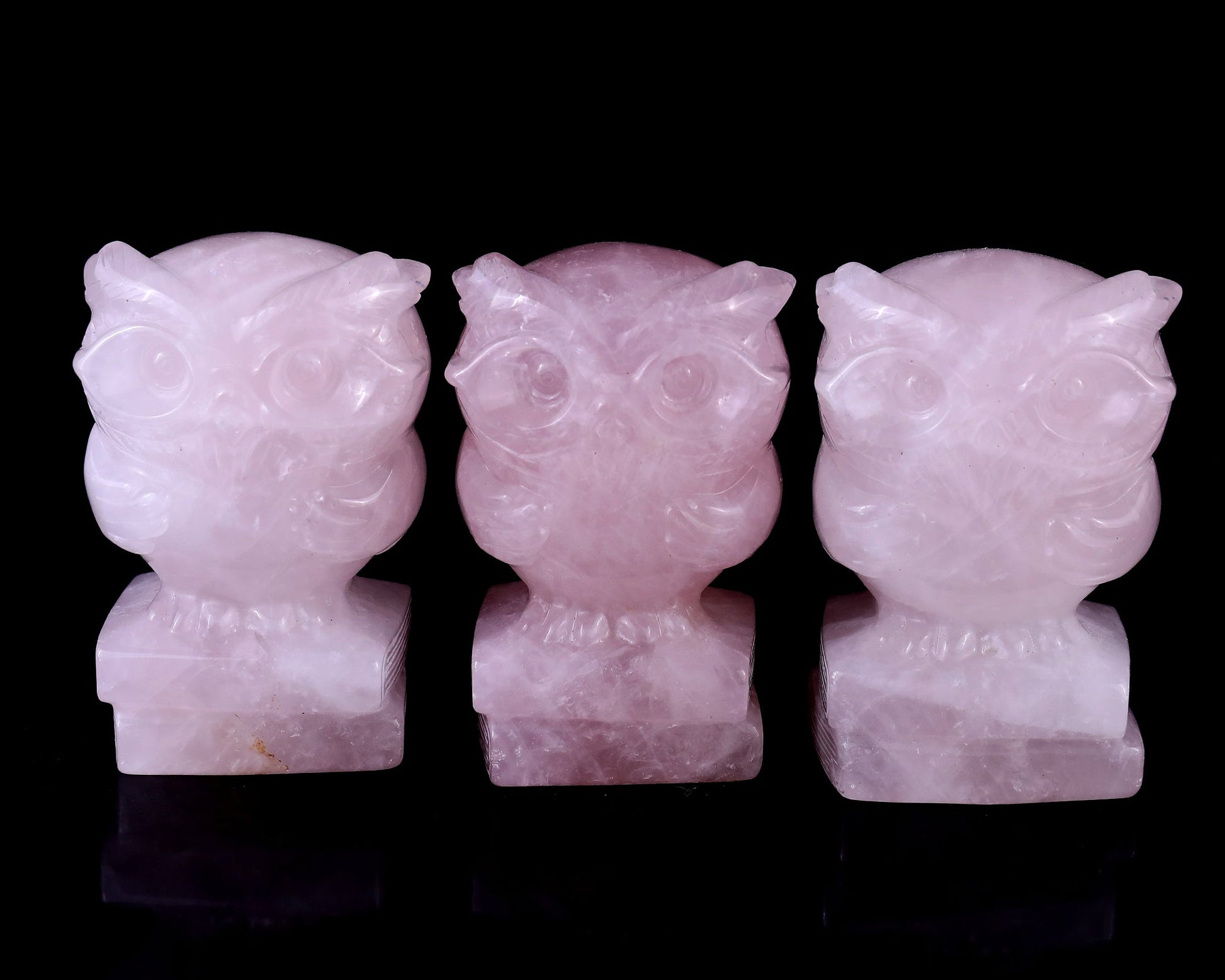 Nicedony 2.9" Rose Quartz Hand Carved Crystal Owl Sculpture - View 6