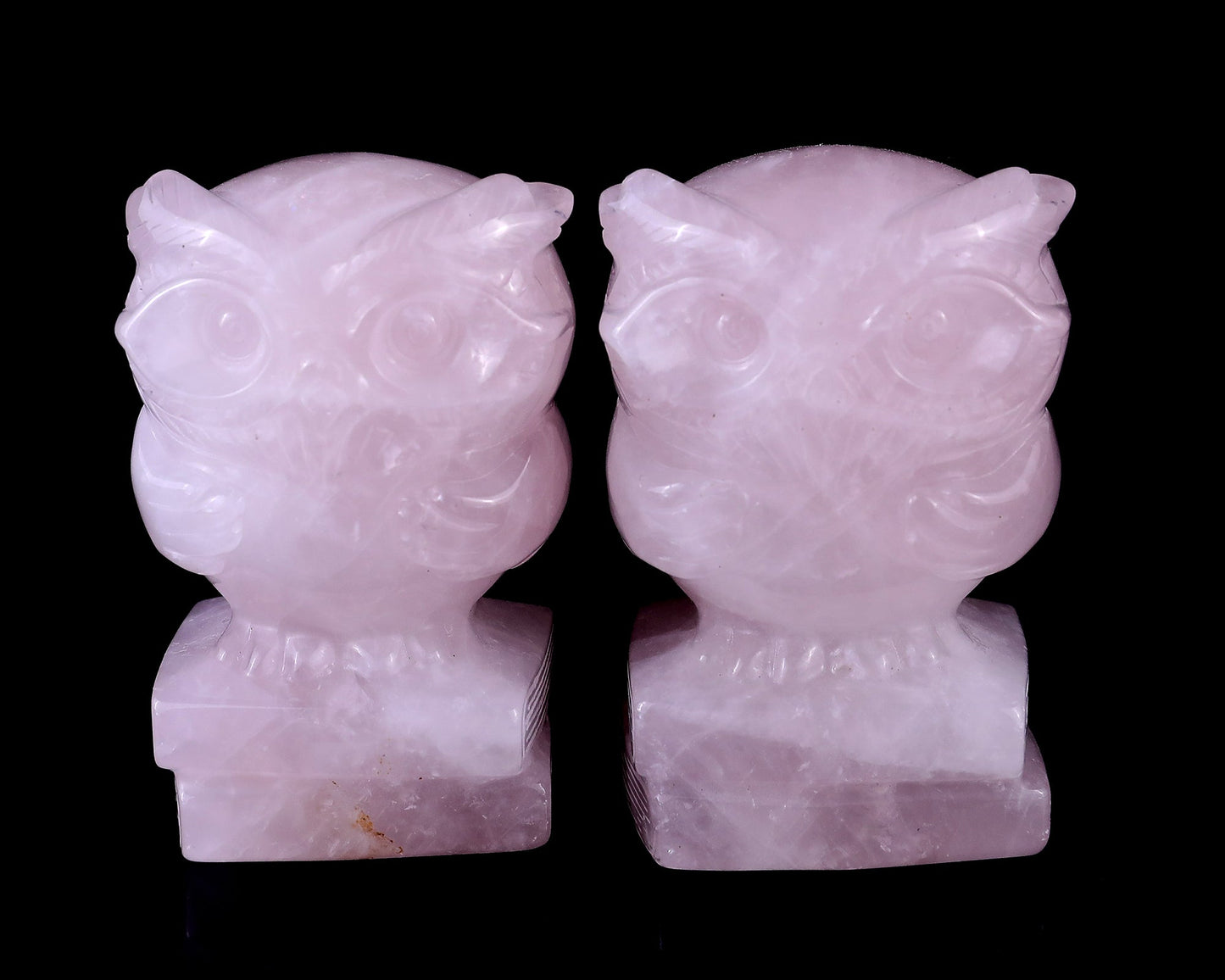 Nicedony 2.9" Rose Quartz Hand Carved Crystal Owl Sculpture - #S100044