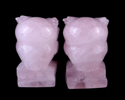 Nicedony 2.9" Rose Quartz Hand Carved Crystal Owl Sculpture - View 4