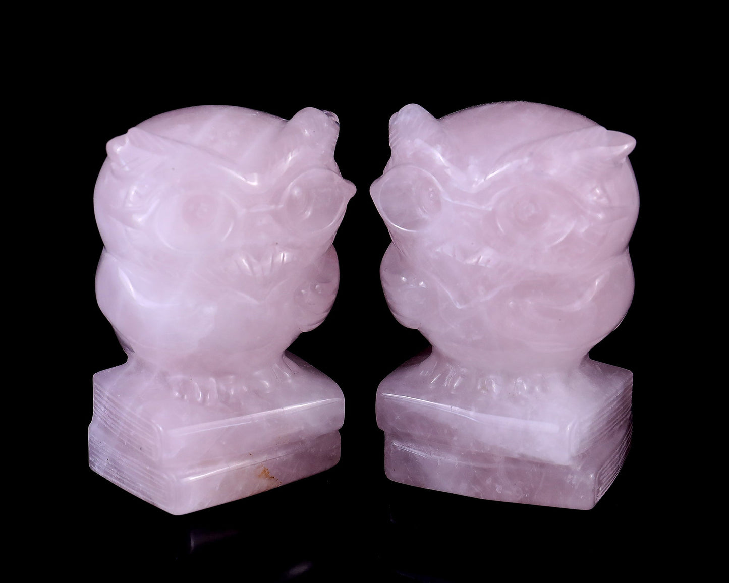Nicedony 2.9" Rose Quartz Hand Carved Crystal Owl Sculpture - #S100048