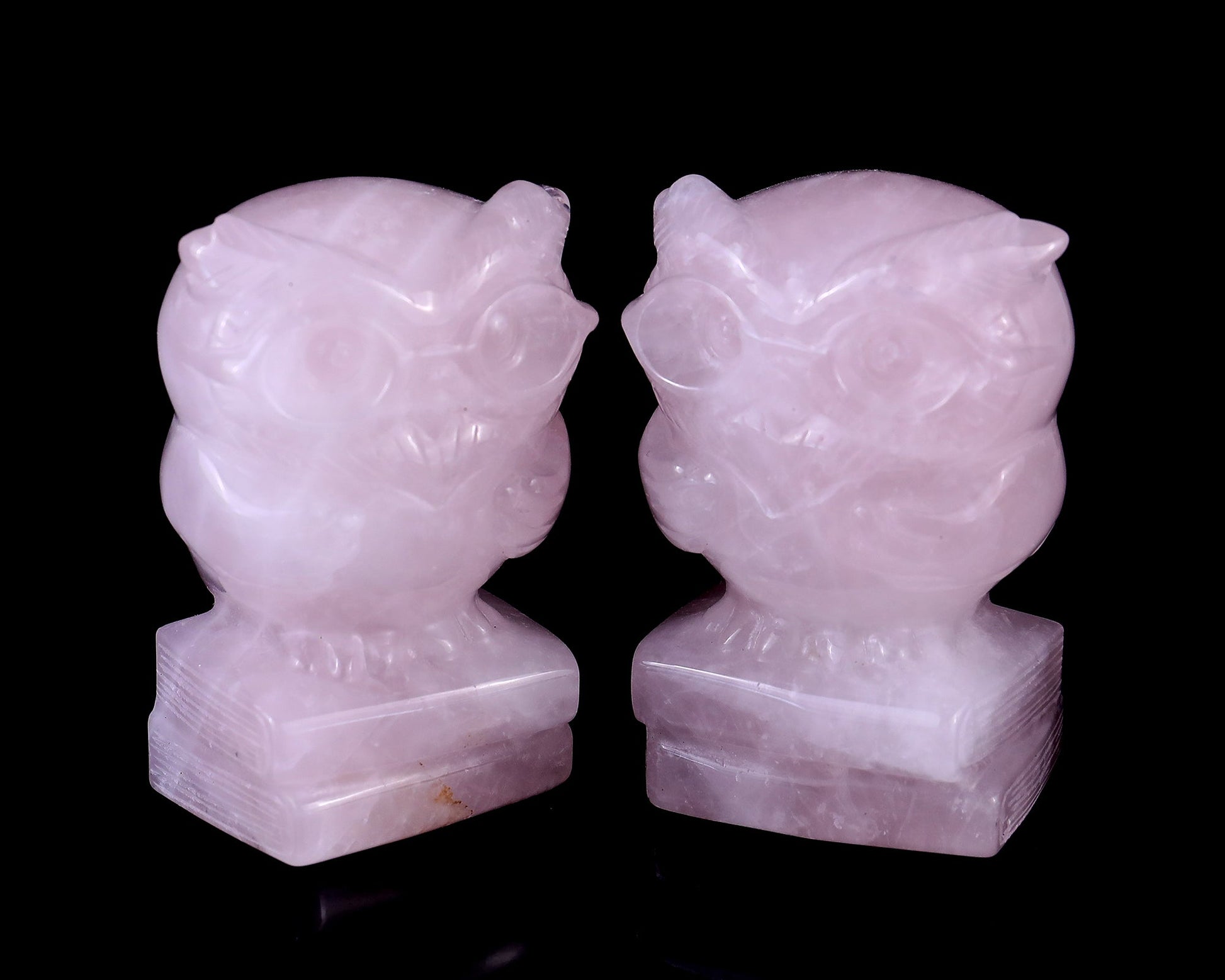 Nicedony 2.9" Rose Quartz Hand Carved Crystal Owl Sculpture - #S100048