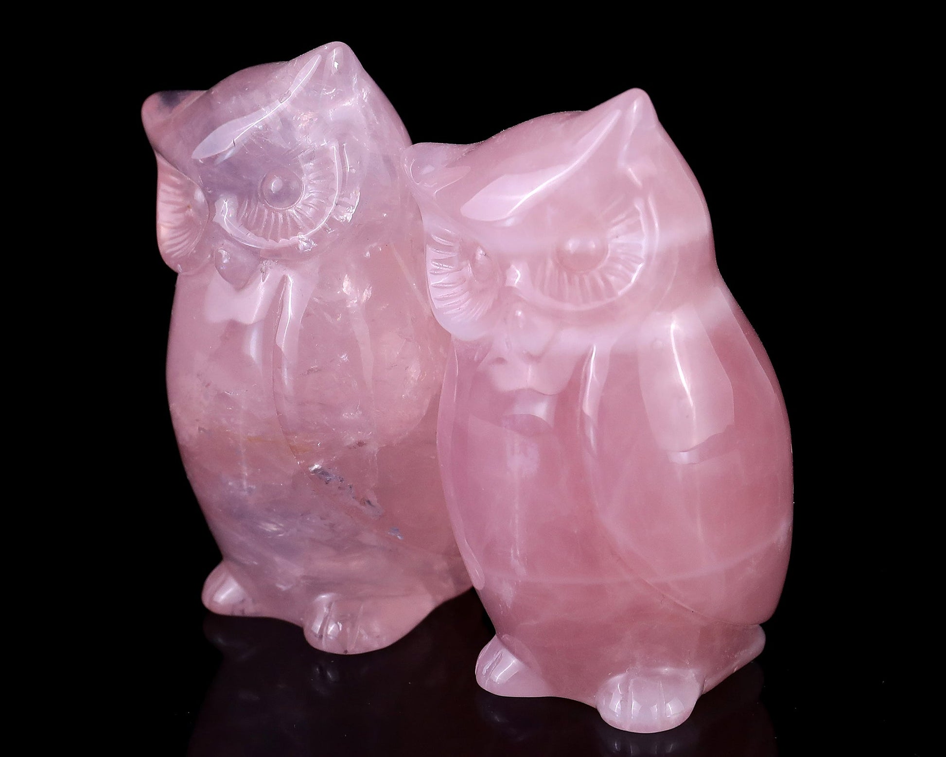 Nicedony 2.9" Rose Quartz Hand Carved Crystal Owl Sculpture - View 15