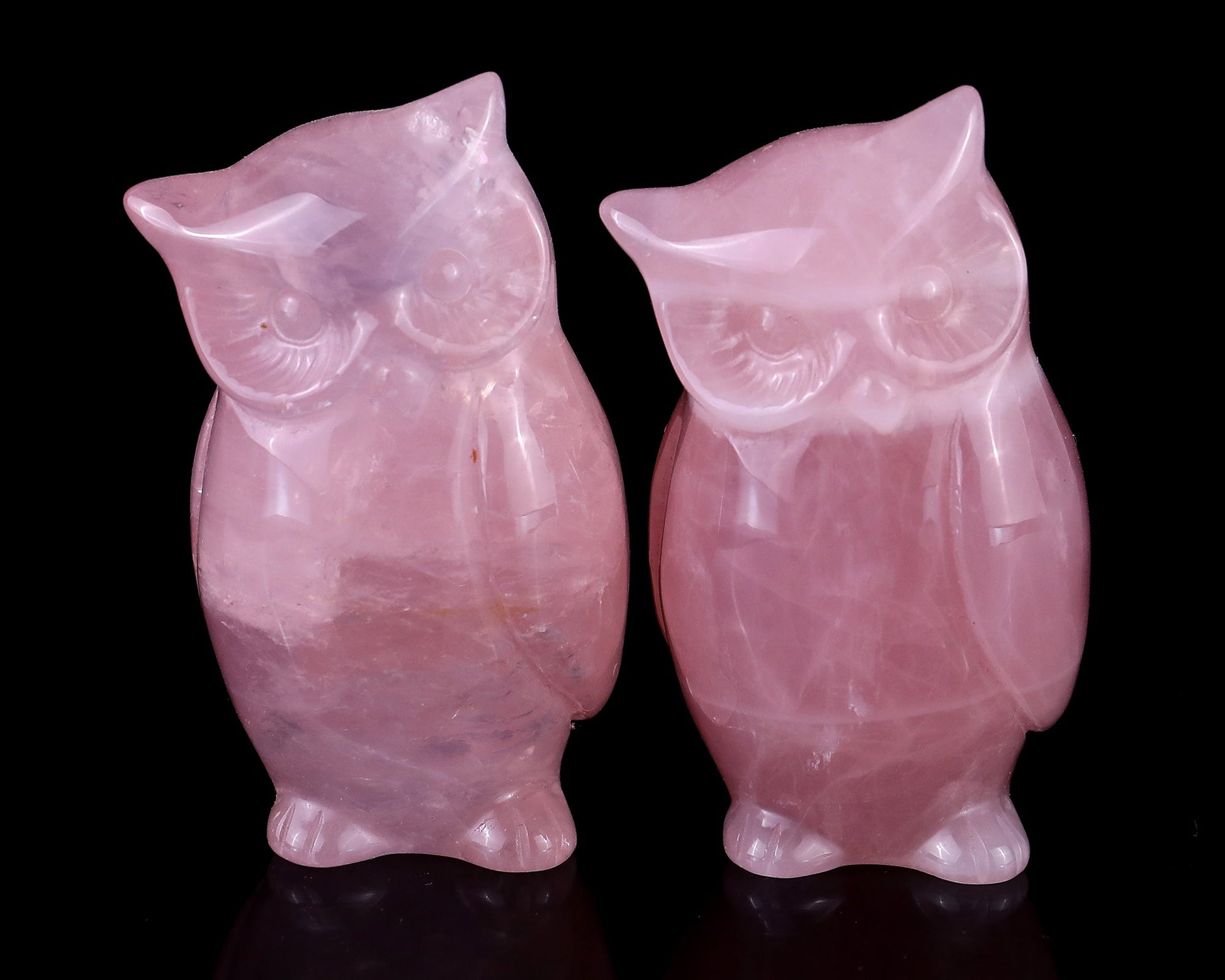 Nicedony 2.9" Rose Quartz Hand Carved Crystal Owl Sculpture - View 8