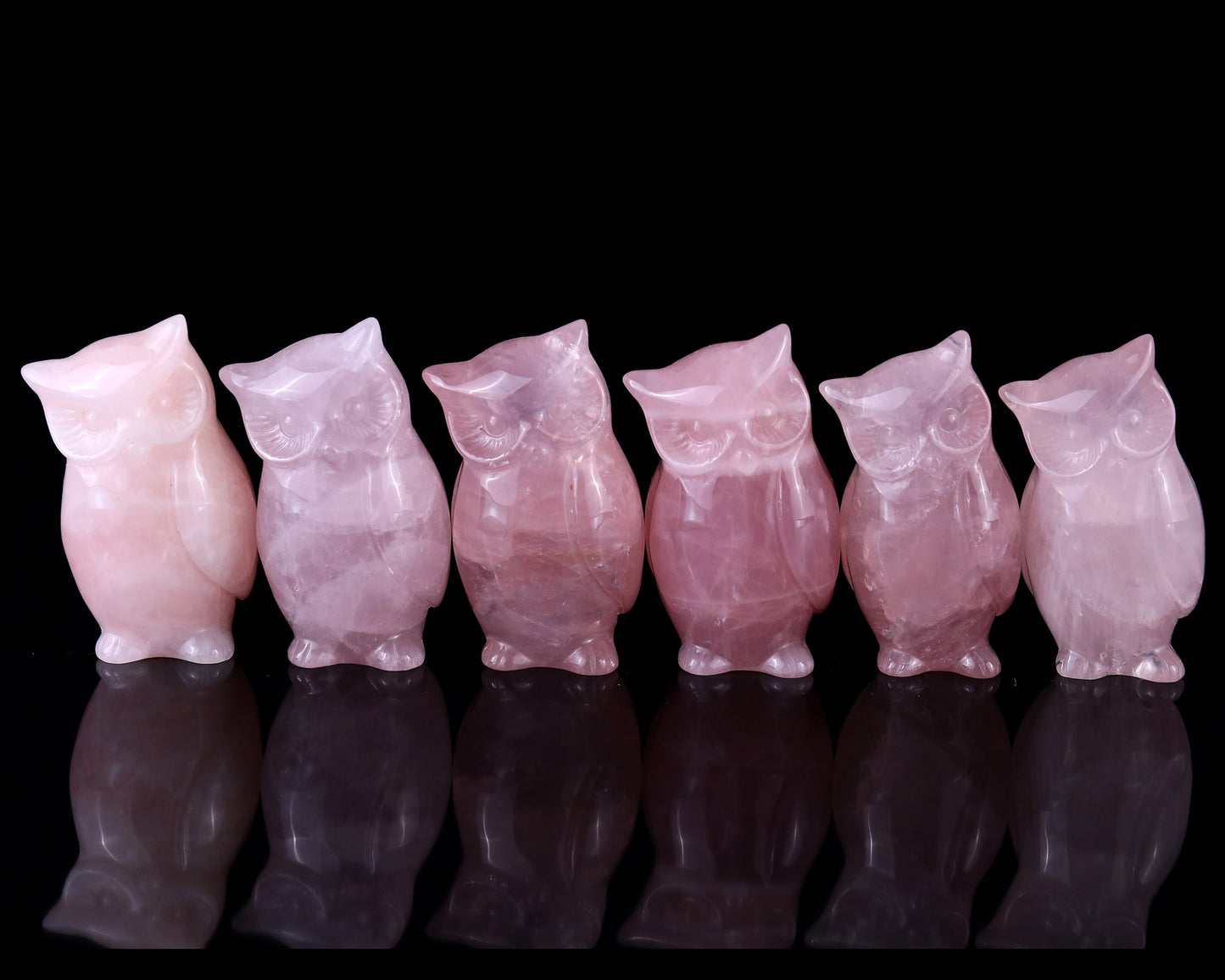 Nicedony 2.9" Rose Quartz Hand Carved Crystal Owl Sculpture - View 14