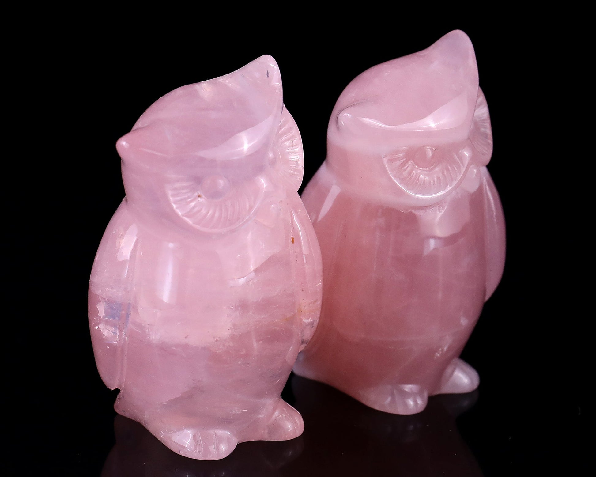 Nicedony 2.9" Rose Quartz Hand Carved Crystal Owl Sculpture - View 13