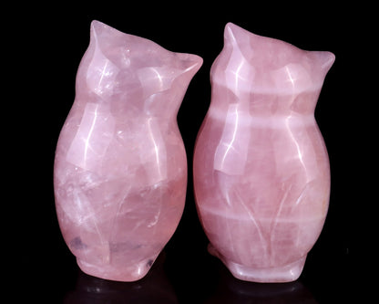 Nicedony 2.9" Rose Quartz Hand Carved Crystal Owl Sculpture - View 11