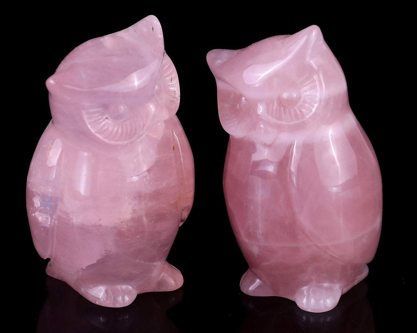 Nicedony 2.9" Rose Quartz Hand Carved Crystal Owl Sculpture - View 9