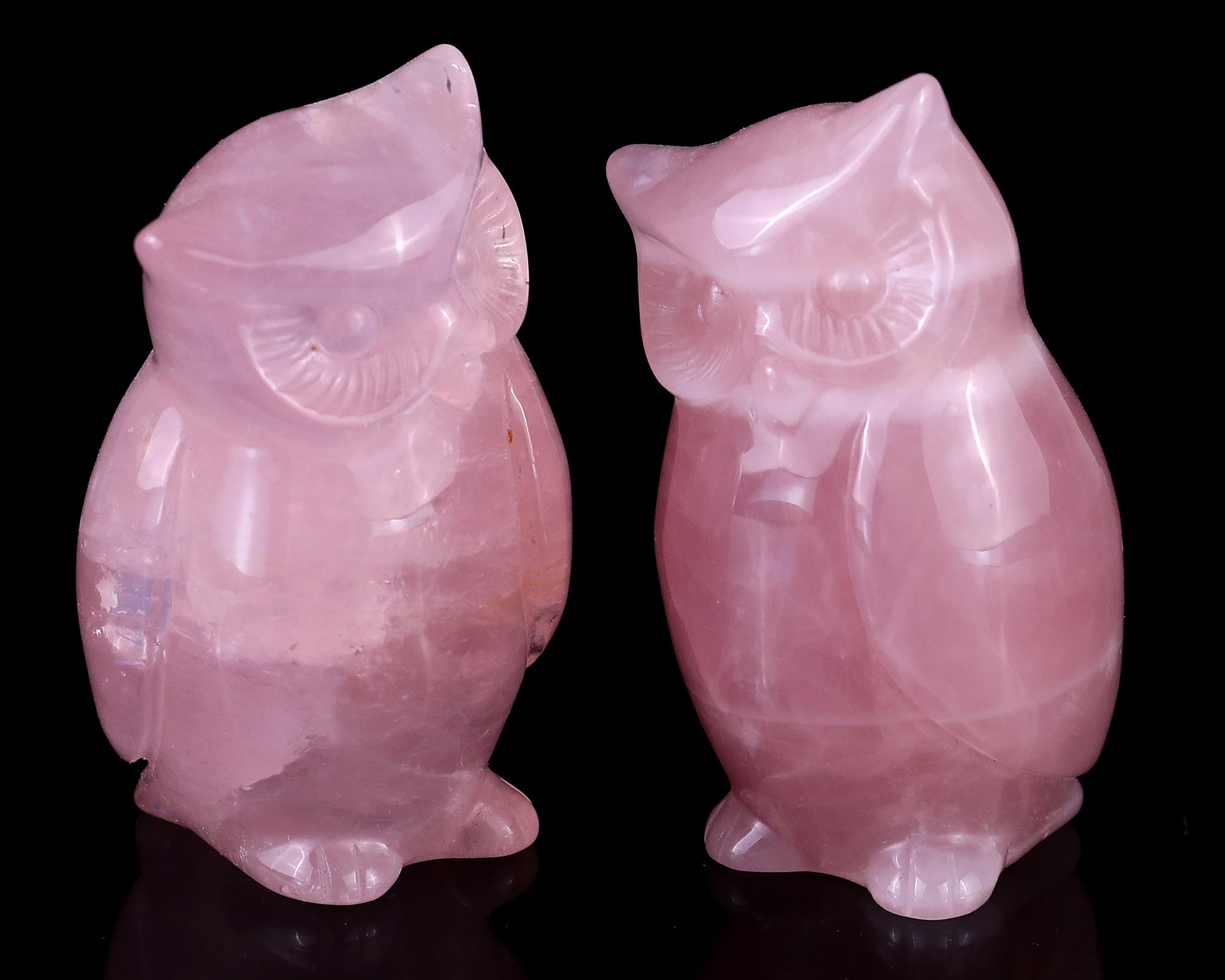 Nicedony 2.9" Rose Quartz Hand Carved Crystal Owl Sculpture - View 9