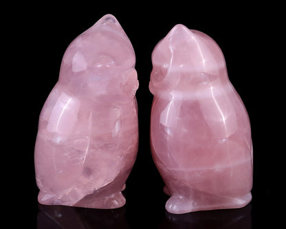 Nicedony 2.9" Rose Quartz Hand Carved Crystal Owl Sculpture - View 10