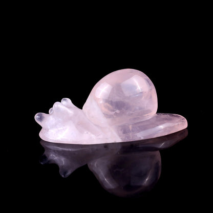 Nicedony 2.9" Rose Quartz Hand Carved Crystal Snail Sculpture - View 4