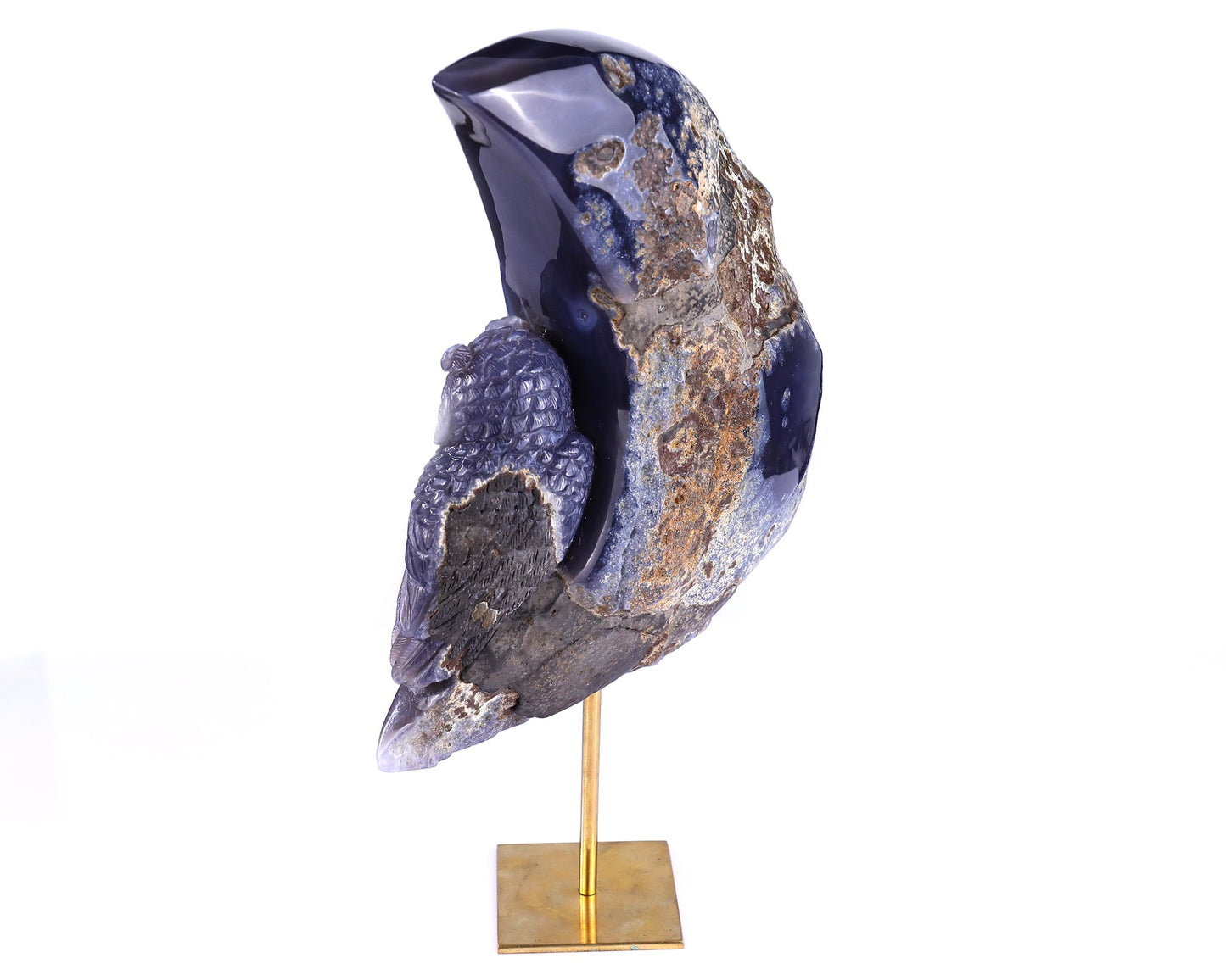 Nicedony 20.2" Quartz Rock Druse Hand Carved Crystal Owl Sculpture - View 7