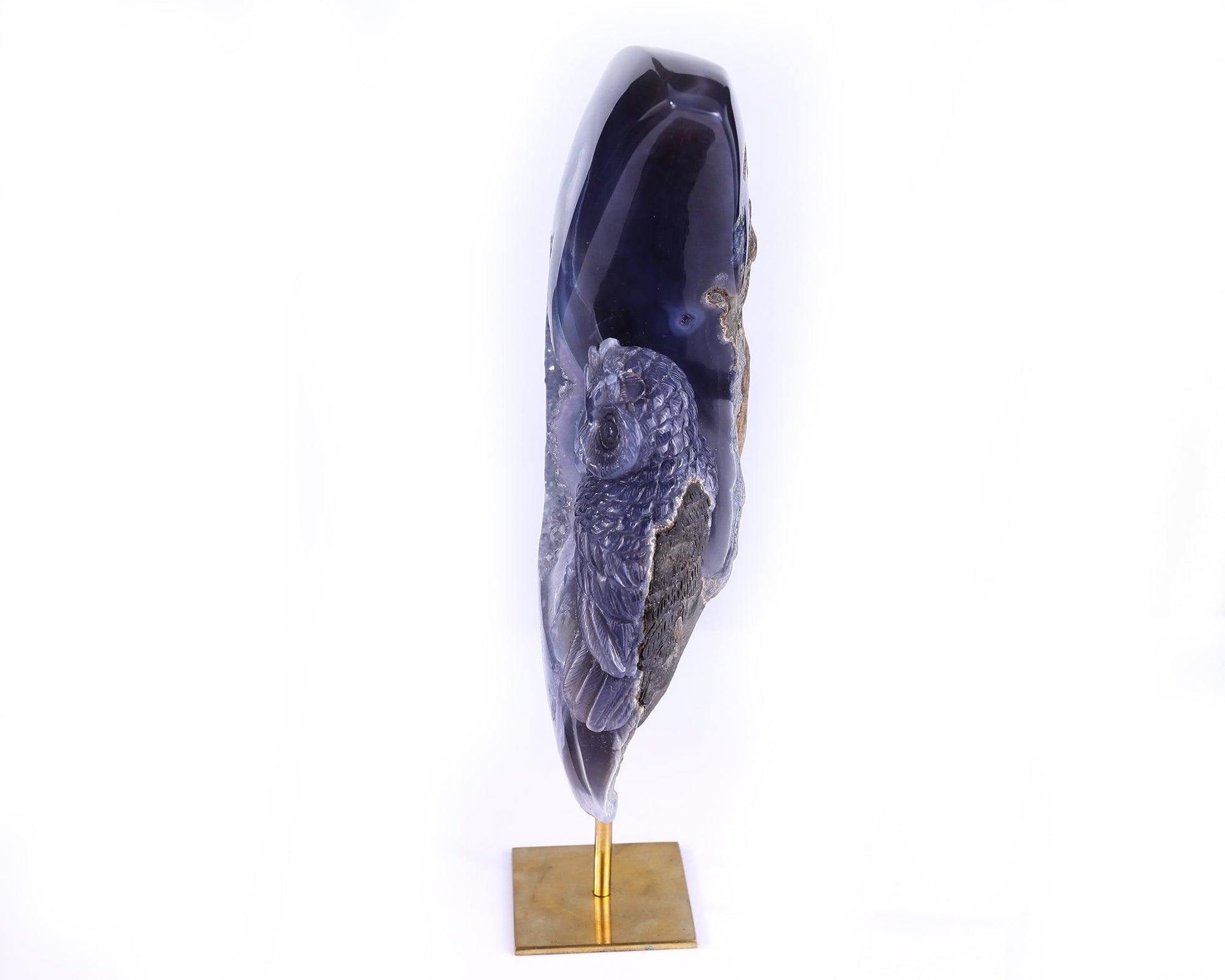 Nicedony 20.2" Quartz Rock Druse Hand Carved Crystal Owl Sculpture - View 8
