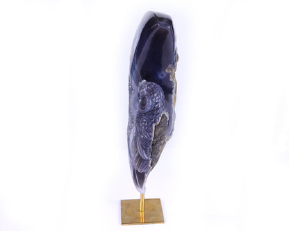 Nicedony 20.2" Quartz Rock Druse Hand Carved Crystal Owl Sculpture - View 8