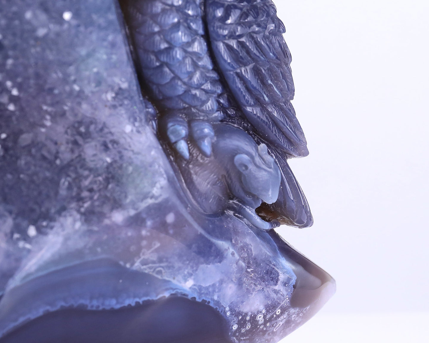 Nicedony 20.2" Quartz Rock Druse Hand Carved Crystal Owl Sculpture - View 10