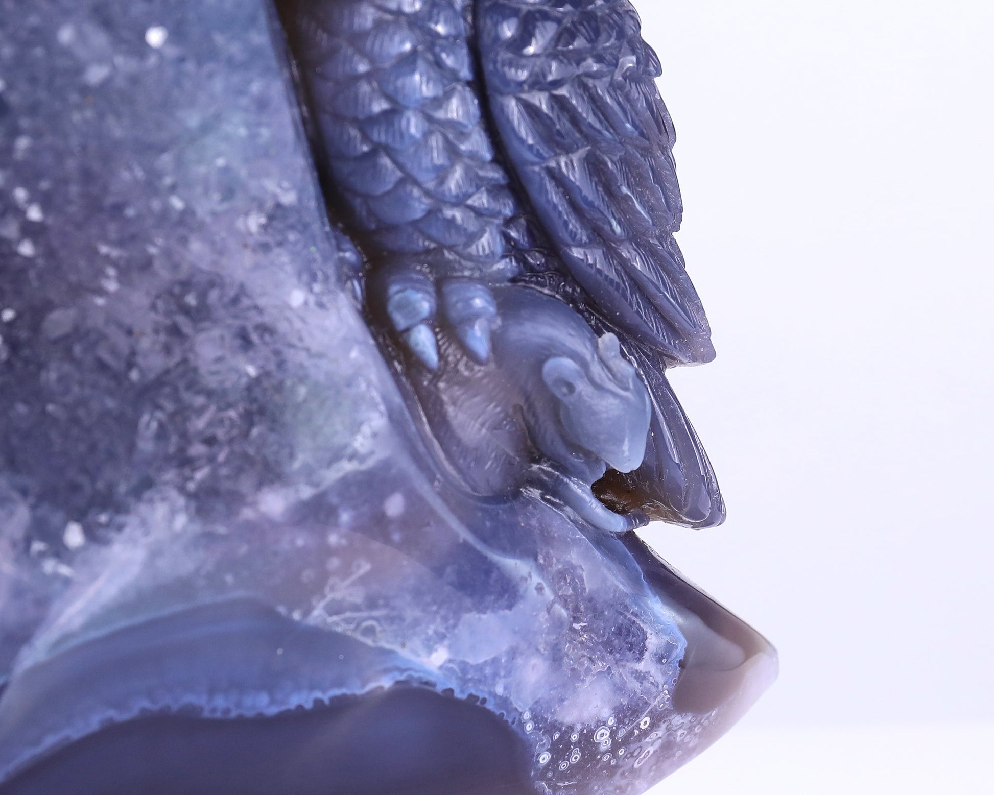 Nicedony 20.2" Quartz Rock Druse Hand Carved Crystal Owl Sculpture - View 10