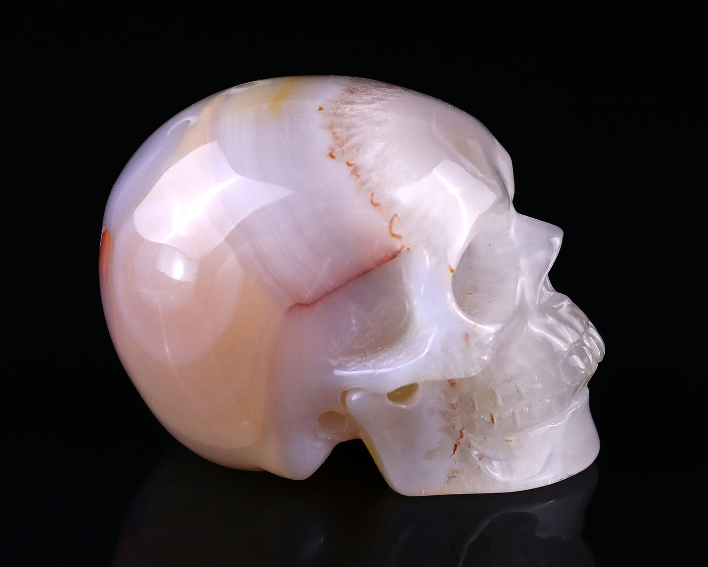 Nicedony 3.0" Agate Hand Carved Crystal Realistic Skull Sculpture - #2100052