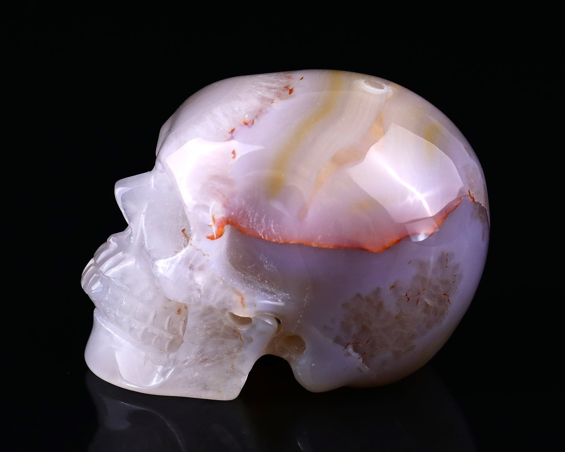 Nicedony 3.0" Agate Hand Carved Crystal Realistic Skull Sculpture - View 4