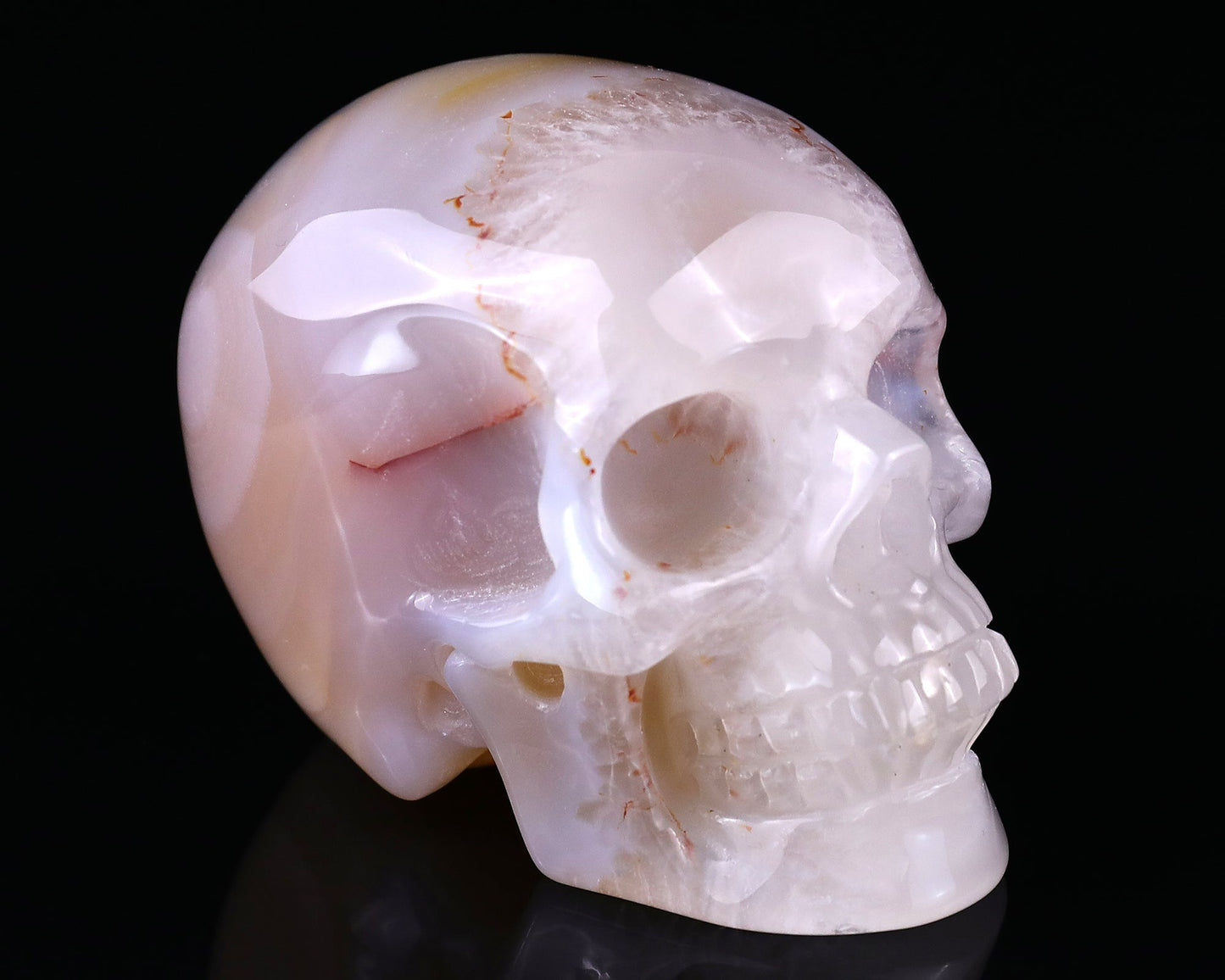 Nicedony 3.0" Agate Hand Carved Crystal Realistic Skull Sculpture - #5100098