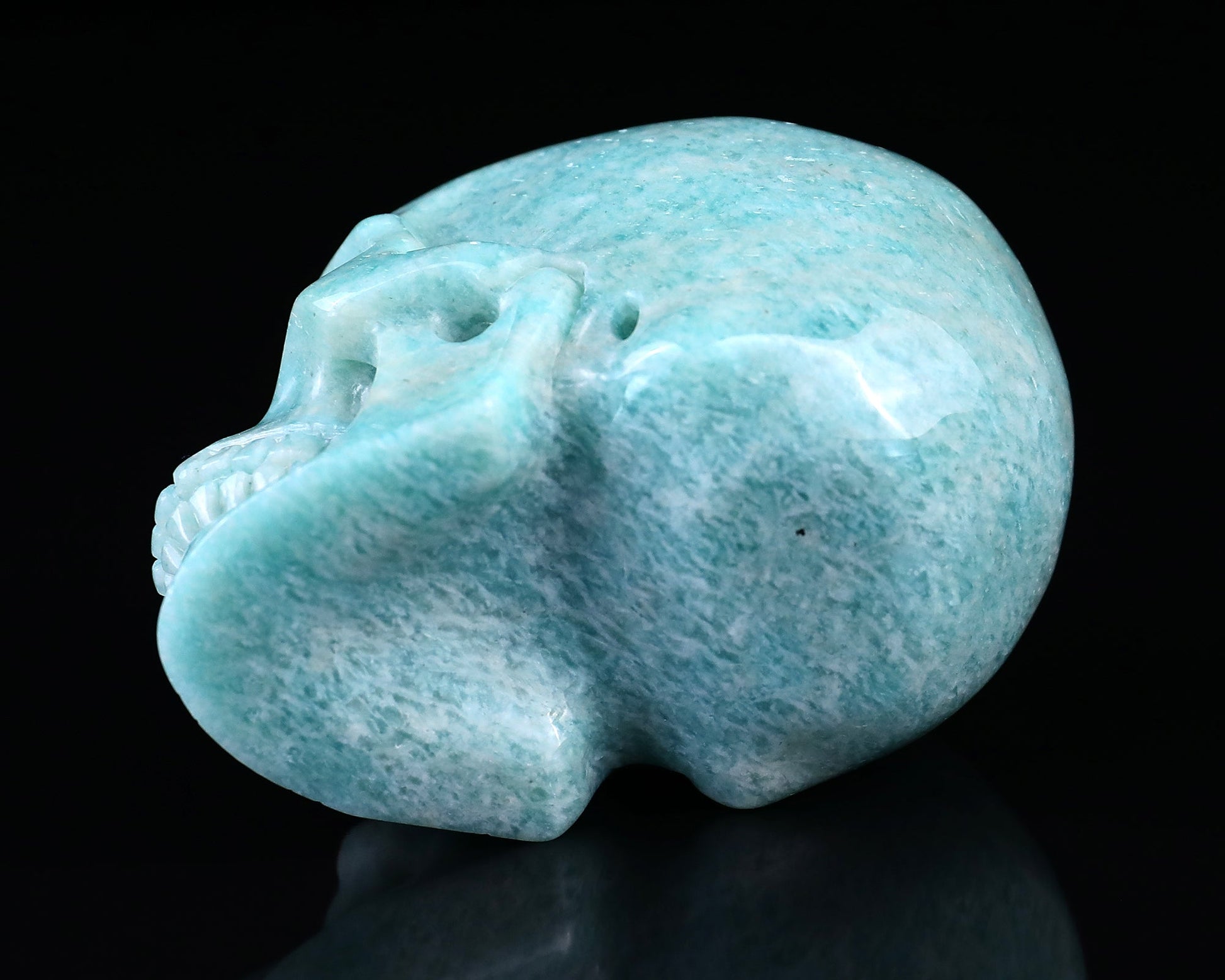 Nicedony 3.0" Amazonite Hand Carved Crystal Realistic Skull Sculpture - View 6