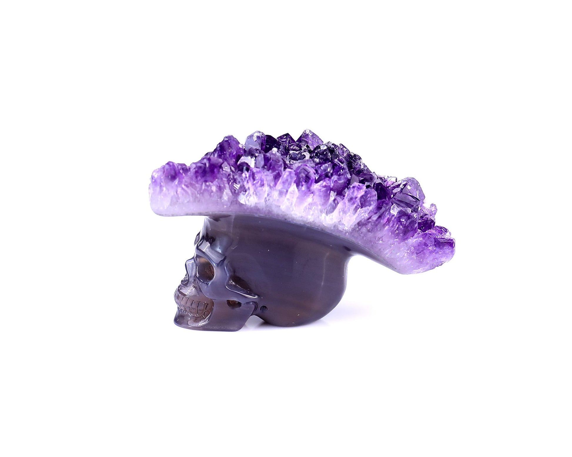 Nicedony 3.0" Amethyst Druse Agate Hand Carved Crystal Mineral Specimen Skull Sculpture - View 4