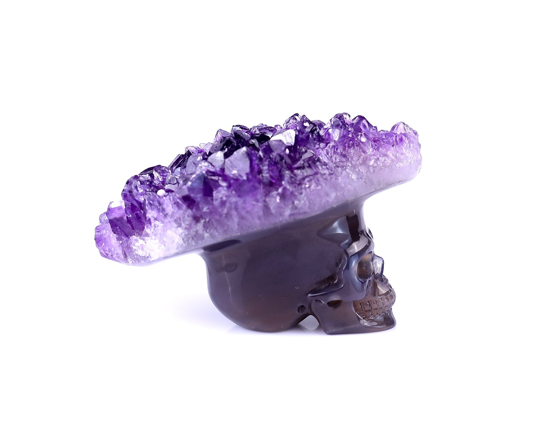 Nicedony 3.0" Amethyst Druse Agate Hand Carved Crystal Mineral Specimen Skull Sculpture - View 3