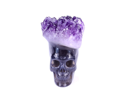 Nicedony 3.0" Amethyst Druse Agate Hand Carved Crystal Mineral Specimen Skull Sculpture - View 2