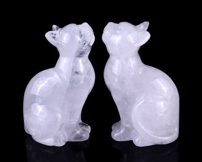 Nicedony 3.0" Angolan Quartz Hand Carved Crystal Cat Sculpture - View 2