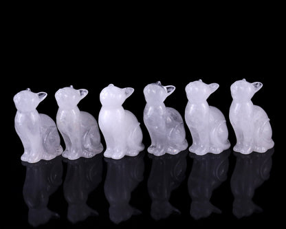 Nicedony 3.0" Angolan Quartz Hand Carved Crystal Cat Sculpture - View 6